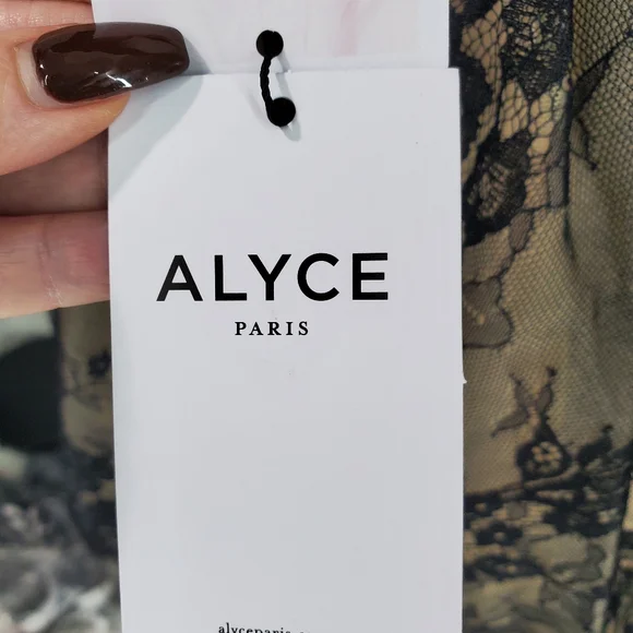 Alyce Paris 2 piece Lace Velvet Black Homecoming Dress Short Formal - Picture 11 of 12